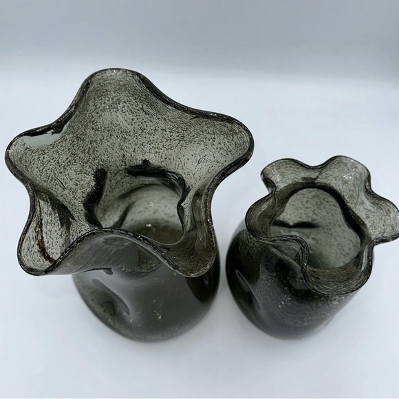 MCM Euroline Hand Blown Brown Set of 2 Glass Vases Super cool - Picture 6 of 6